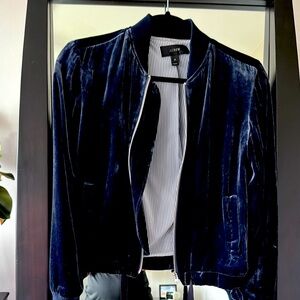 J. Crew Navy Velvet Bomber Jacket Size XS